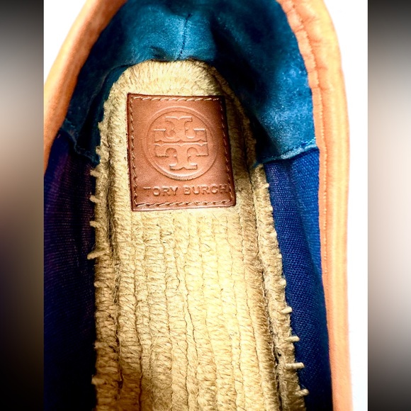 Tory Burch Shaw Espadrille Raffia Shoes Blue and Tan Size 8.5 - Picture 5 of 13
